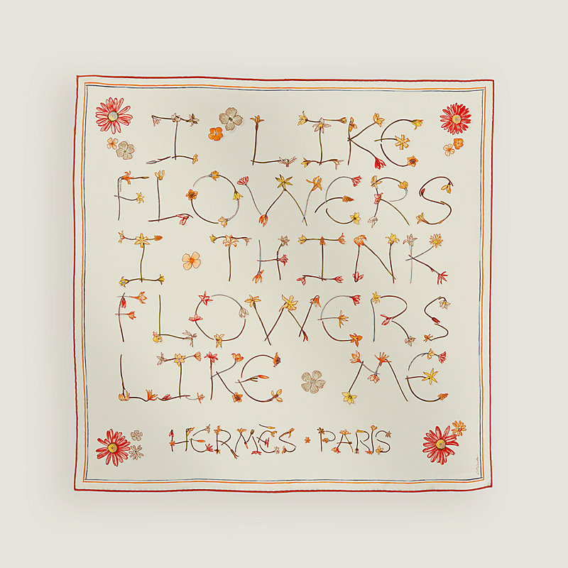 [Hermes]◆I LIKE FLOWERS SCARF◆CARRE 70(最終在庫) HERMES Carre 70 with Box Silk Scarf I Like Flowers by Leigh